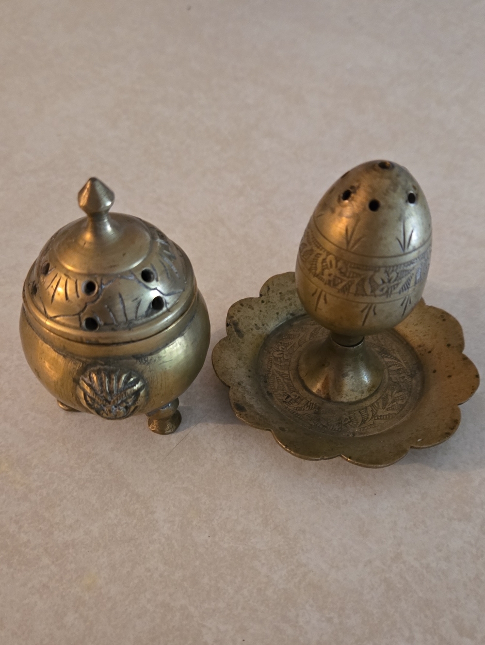 2 Vintage Solid Brass Incense Holders. One Signed.